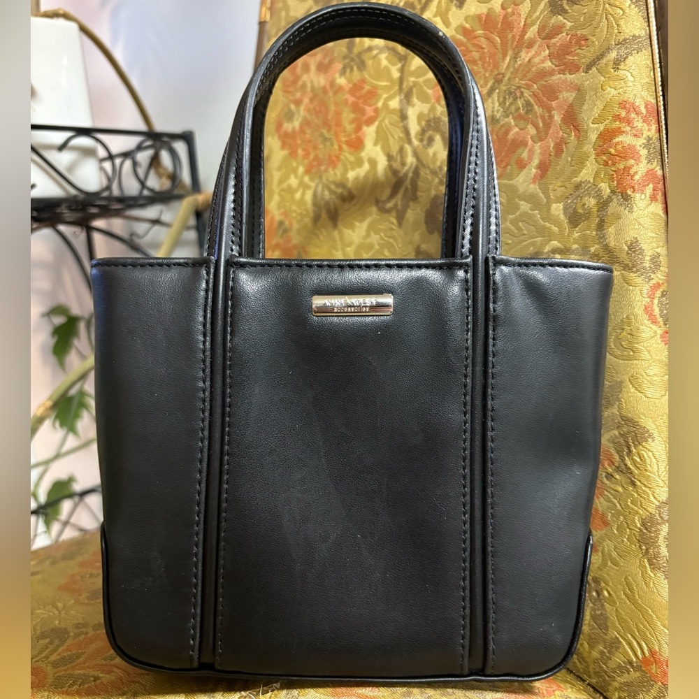 Nine West Black Leather Mini Tote Y2K